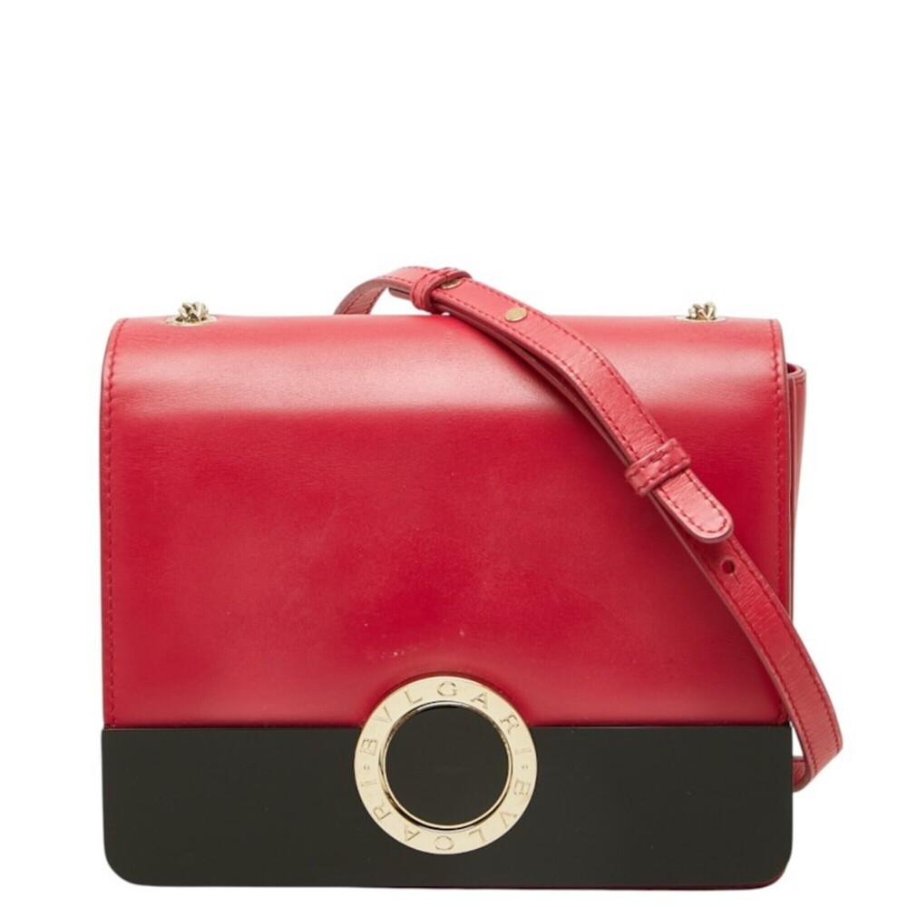BVLGARI Crossbody Chain Shoulder Bag, Red/Pink Leather, Women's